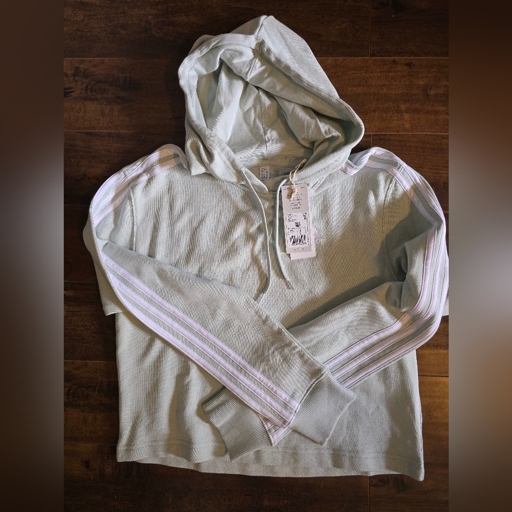 BOGO Adidas Mint Green Crop 3 Stripes Hoodie